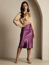 [Champagner] SilkSilky-DE Long Sleeve High Neck Bluse 008