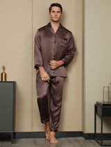 [Kaffee] SilkSilky-DE Long Sleeve Notch-Kragen Herren Pyjamas 002