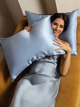 [Dunkelblau+Hellblau] SilkSilky-DE 19Momme Pillowcase 004