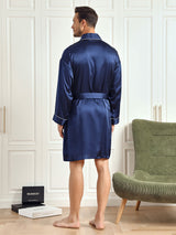[Dunkelblau] SilkSilky-DE Long Sleeve Herren Morgenmantel 002