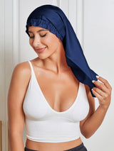 [Dunkelblau] SilkSilky-DE Reine Seide Sleep Cap 005