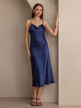 [Dunkelblau] SilkSilky-DE Sleeveless Cowl Neck Kleider 001