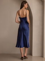[Dunkelblau] SilkSilky-DE Sleeveless Cowl Neck Kleider 002