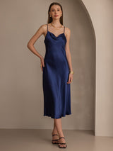 [Dunkelblau] SilkSilky-DE Sleeveless Cowl Neck Kleider 003