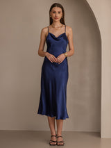 [Dunkelblau] SilkSilky-DE Sleeveless Cowl Neck Kleider 004