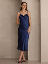 [Dunkelblau] SilkSilky-DE Sleeveless Cowl Neck Kleider 006