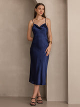 [Dunkelblau] SilkSilky-DE Sleeveless Cowl Neck Kleider 006