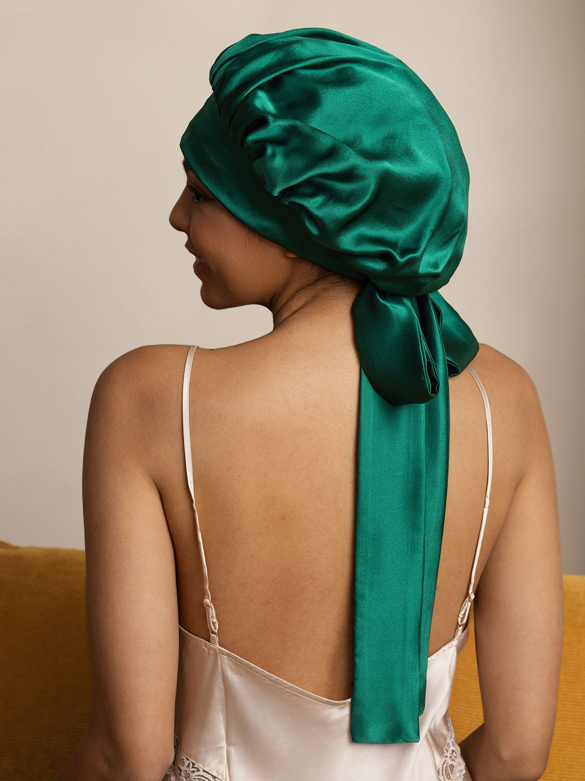 [Dunkelgrün] SilkSilky-DE Reine Seide Sleep Cap 005