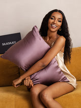 [Dunkelviolett] SilkSilky-DE 22Momme Reine Seide Pillowcase 003