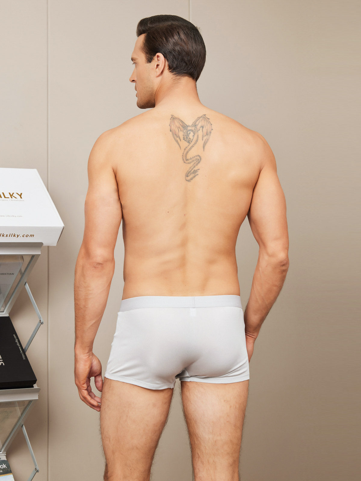 [Gray] SilkSilky Silk Knitted Mens Underwear 002