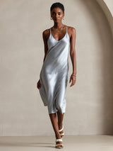 [Graublau] SilkSilky-DE Sleeveless V Neck Kleider 004