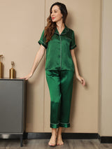 [Grün] SilkSilky-DE Short Sleeve Notch-Kragen Damen Pyjamas 004