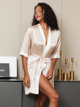 [Hellrosa] SilkSilky-DE Half Sleeve Damen Morgenmantel 001