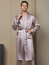 [Blasses Mauve] SilkSilky-DE 19Momme Reine Seide Langärmelig Mens Robe 001