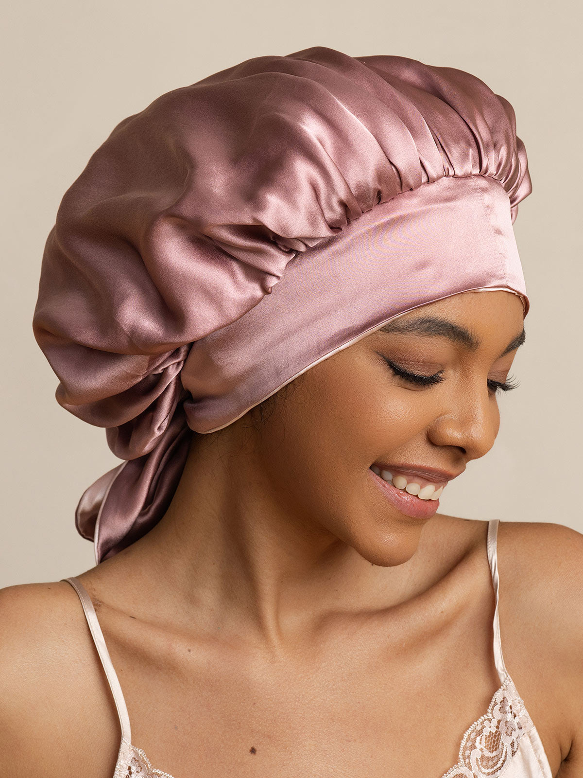 [Blasses Mauve] SilkSilky-DE Reine Seide Sleep Cap 003