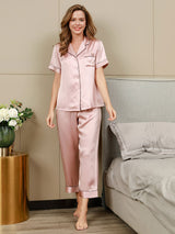 [Rosa] SilkSilky-DE Short Sleeve Notch-Kragen Damen Pyjamas 004
