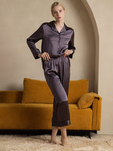 [Lilagrau] SilkSilky-DE Long Sleeve Notch-Kragen Damen Pyjamas 007