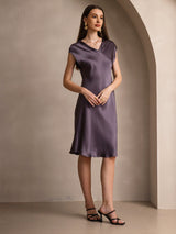 [Lilagrau] SilkSilky-DE Cap Sleeve V Neck Kleider 004