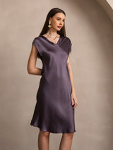 [Lilagrau] SilkSilky-DE Cap Sleeve V Neck Kleider 006