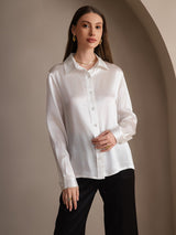 [Weiß] SilkSilky-DE Long Sleeve Lapel Collar Damenhemd 004