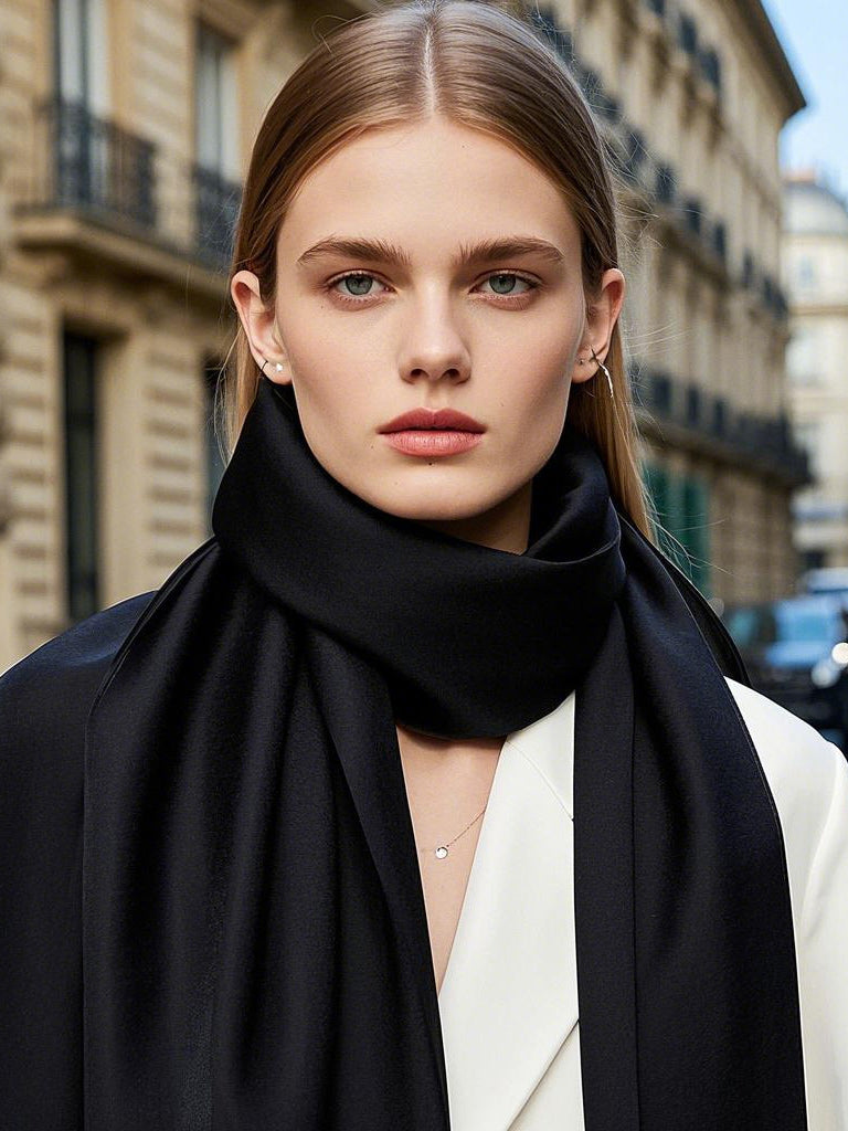 [Schwarz] SilkSilky-DE Schals 001