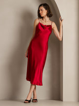 [Rotwein] SilkSilky-DE Sleeveless Cowl Neck Kleider 001