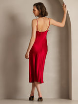 [Rotwein] SilkSilky-DE Sleeveless Cowl Neck Kleider 002