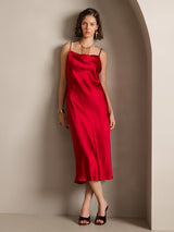 [Rotwein] SilkSilky-DE Sleeveless Cowl Neck Kleider 004