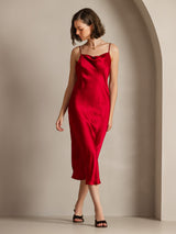 [Rotwein] SilkSilky-DE Sleeveless Cowl Neck Kleider 007