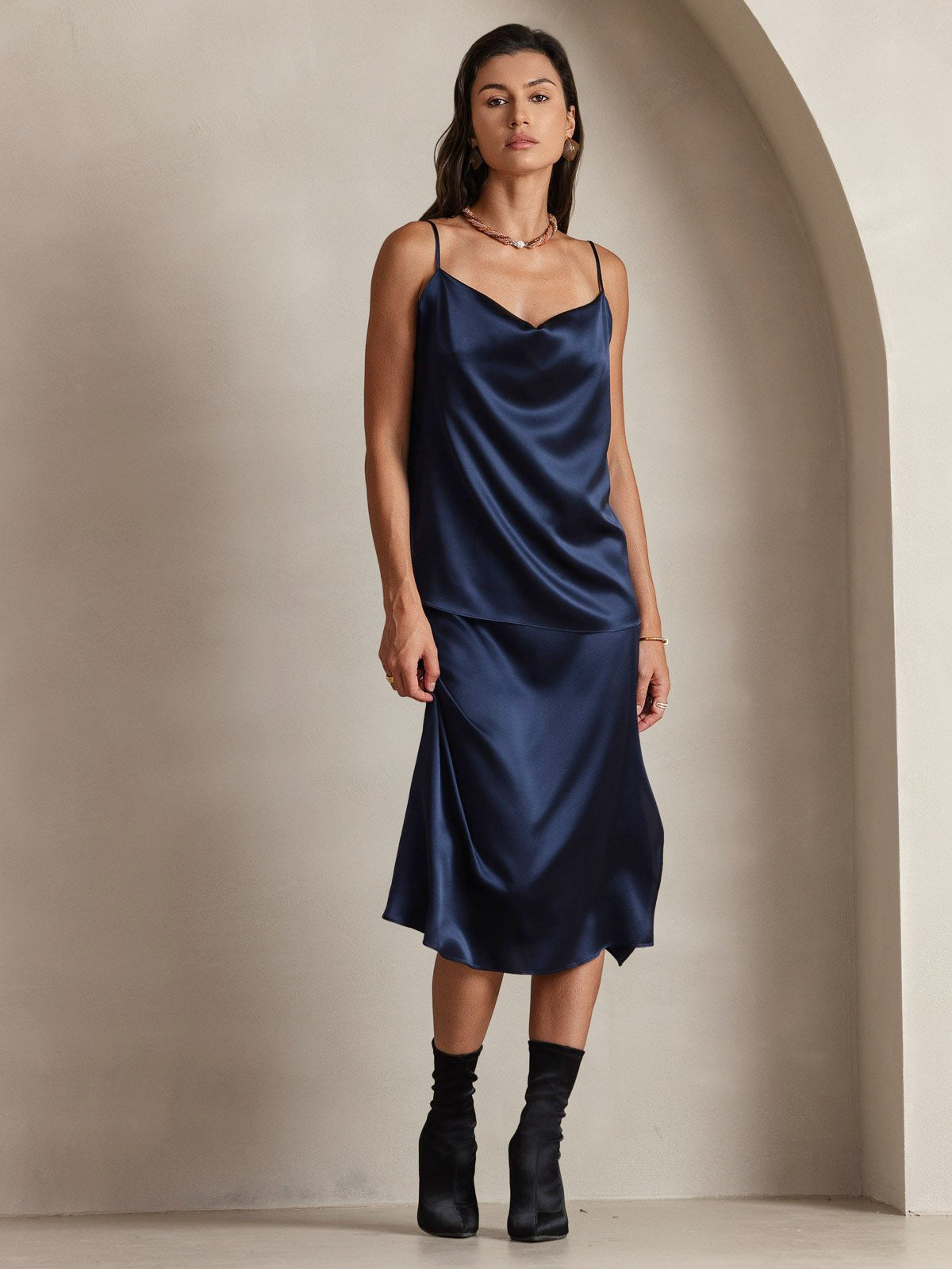 [Dunkelblau] SilkSilky-DE 19Momme Seide Camisoles 007