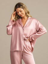[Pfirsichhaut] SilkSilky-DE 19Momme Langärmelig Notch-Kragen Damen Pyjamas 007