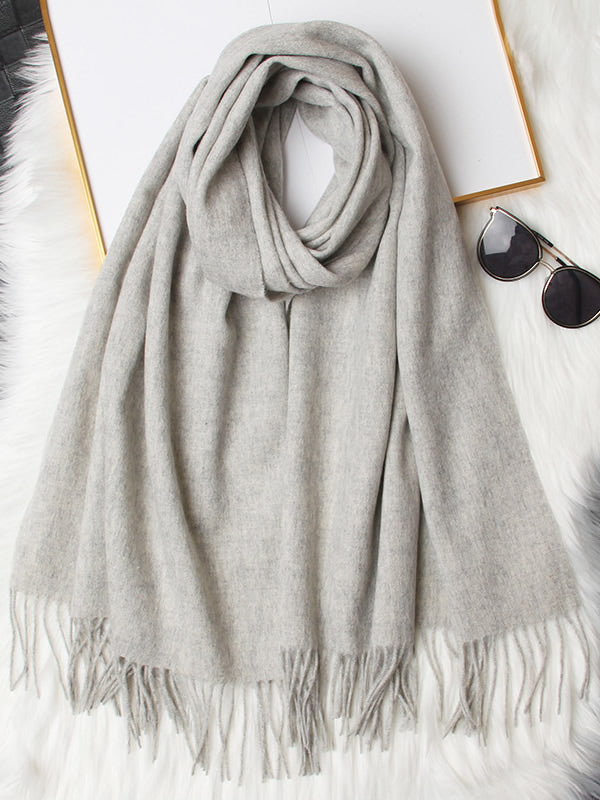 [Hellgrau] SilkSilky-DE Wolle Scarf 005