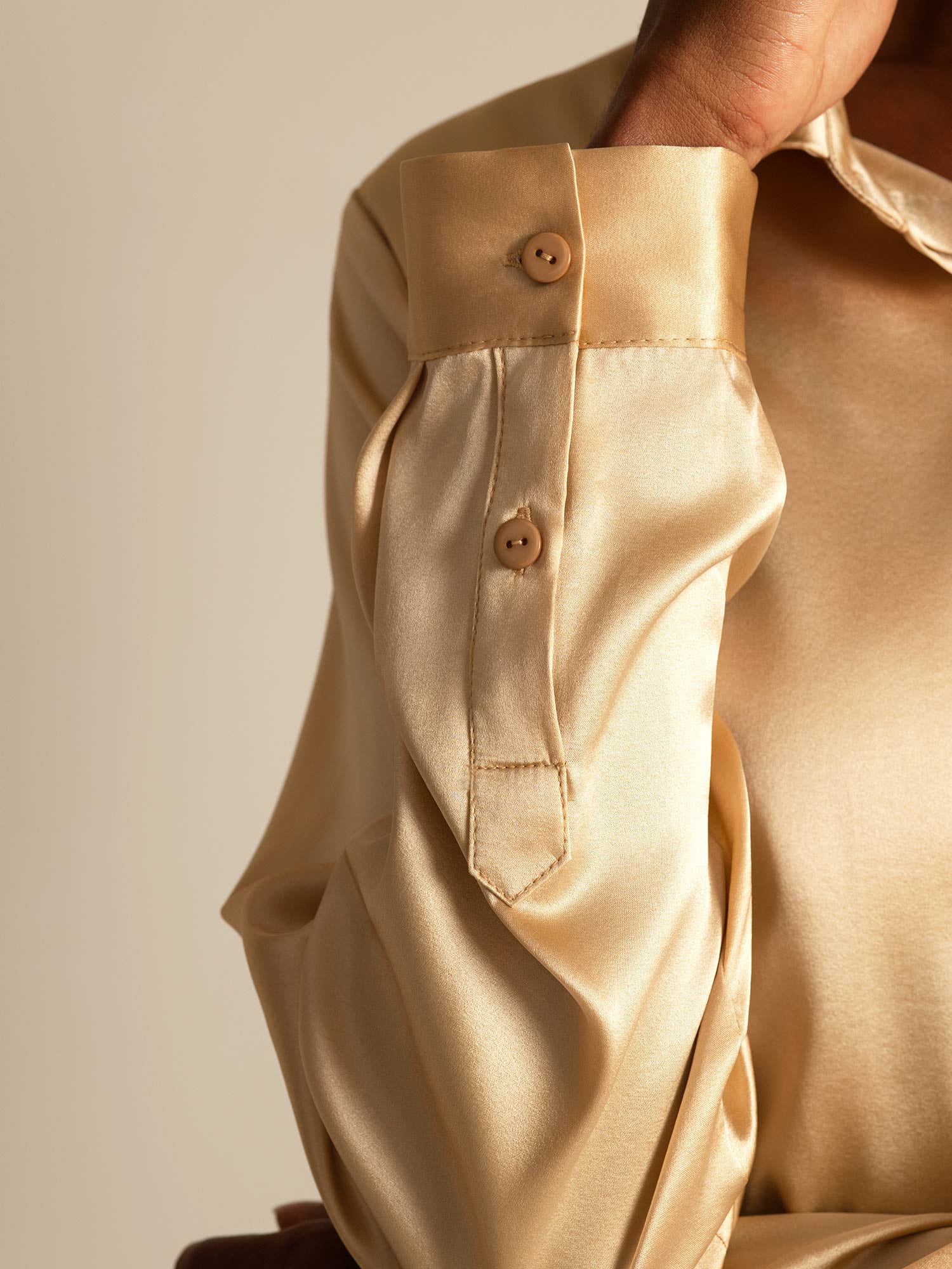 [Champagner] SilkSilky-DE 19Momme Seide Langärmelig Umlegekragen Damenhemd 007