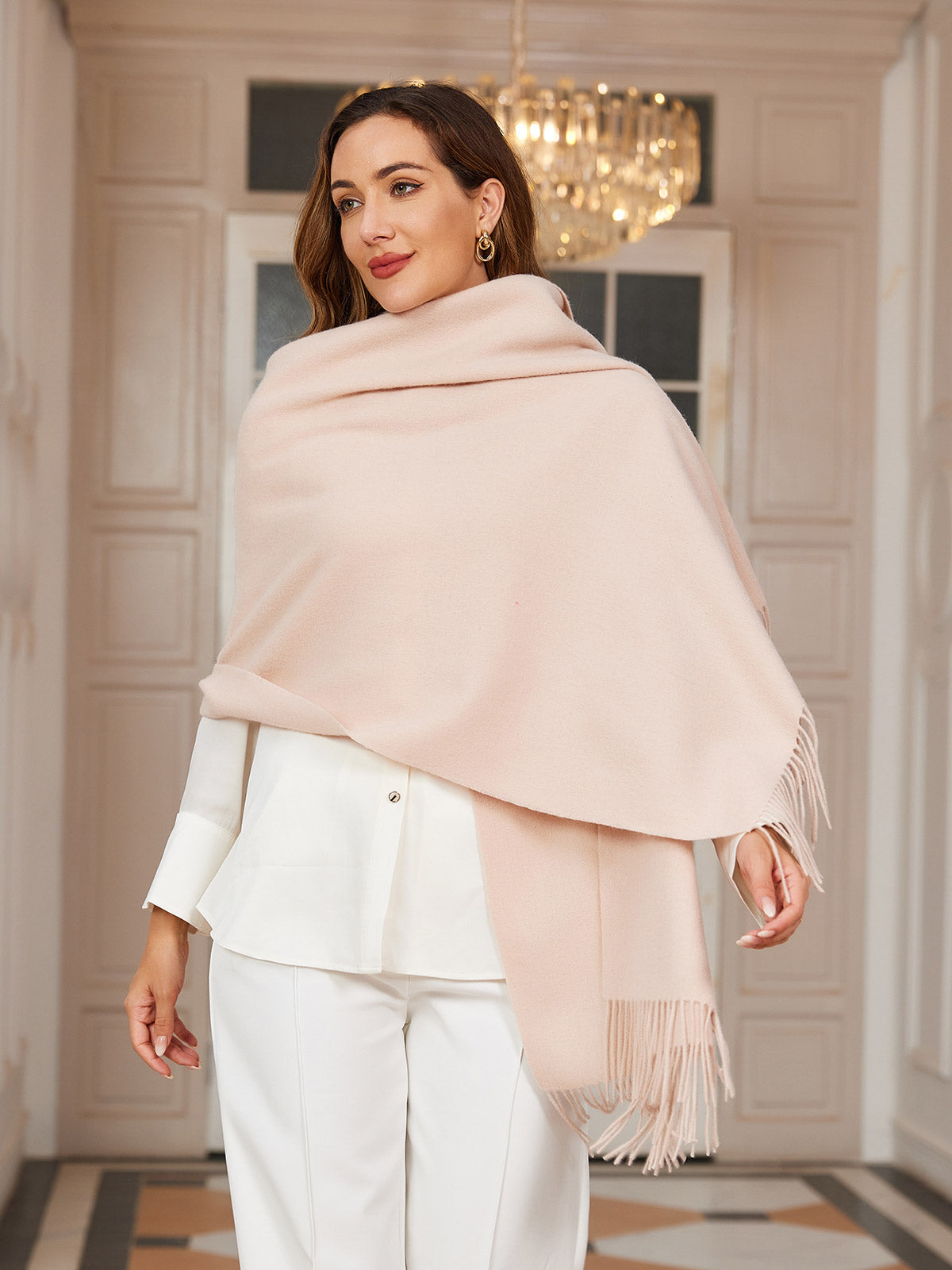[Beige] SilkSilky-DE Wolle Scarf 002