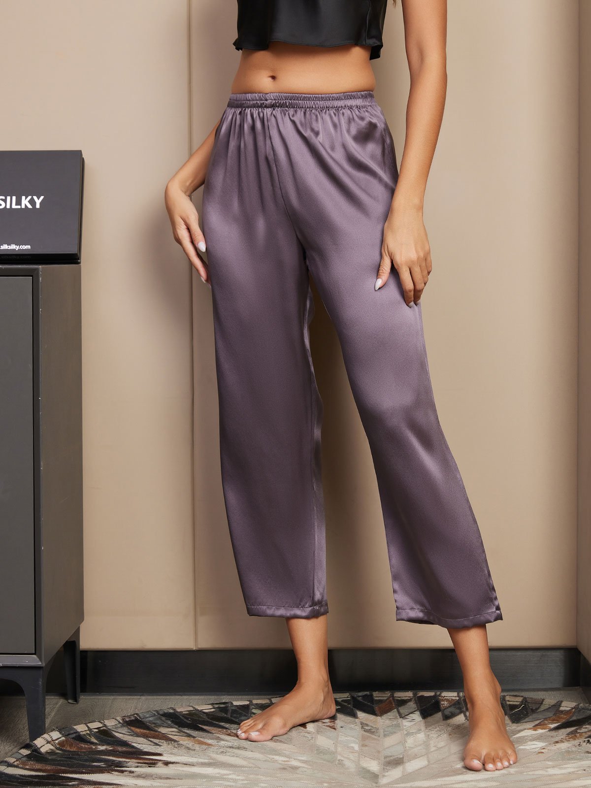 [Lilagrau] SilkSilky-DE Reine Seide Womens Sleep Bottoms 004