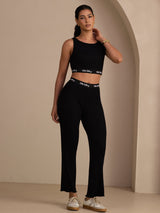 [Schwarz] SilkSilky-DE Sleeveless Crew Neck Women's Outfit Sets 005