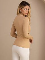 [Mondstein] SilkSilky-DE Long Sleeve Turtle Neck T-Shirt 002