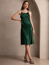 [Dunkelgrün] SilkSilky-DE Sleeveless Kleider 005