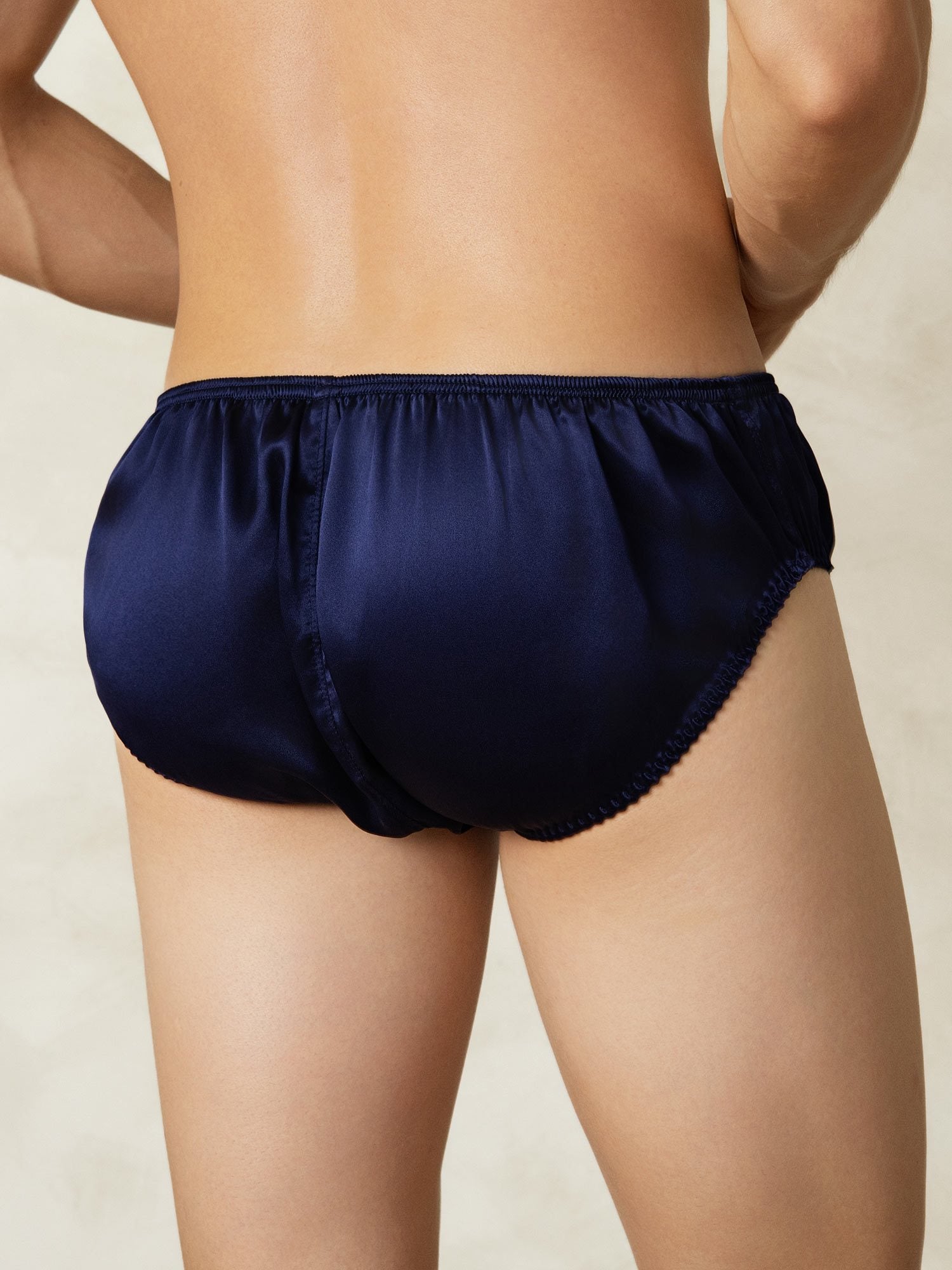 [Dunkelblau] SilkSilky-DE Reine Seide Mens Underwear 002