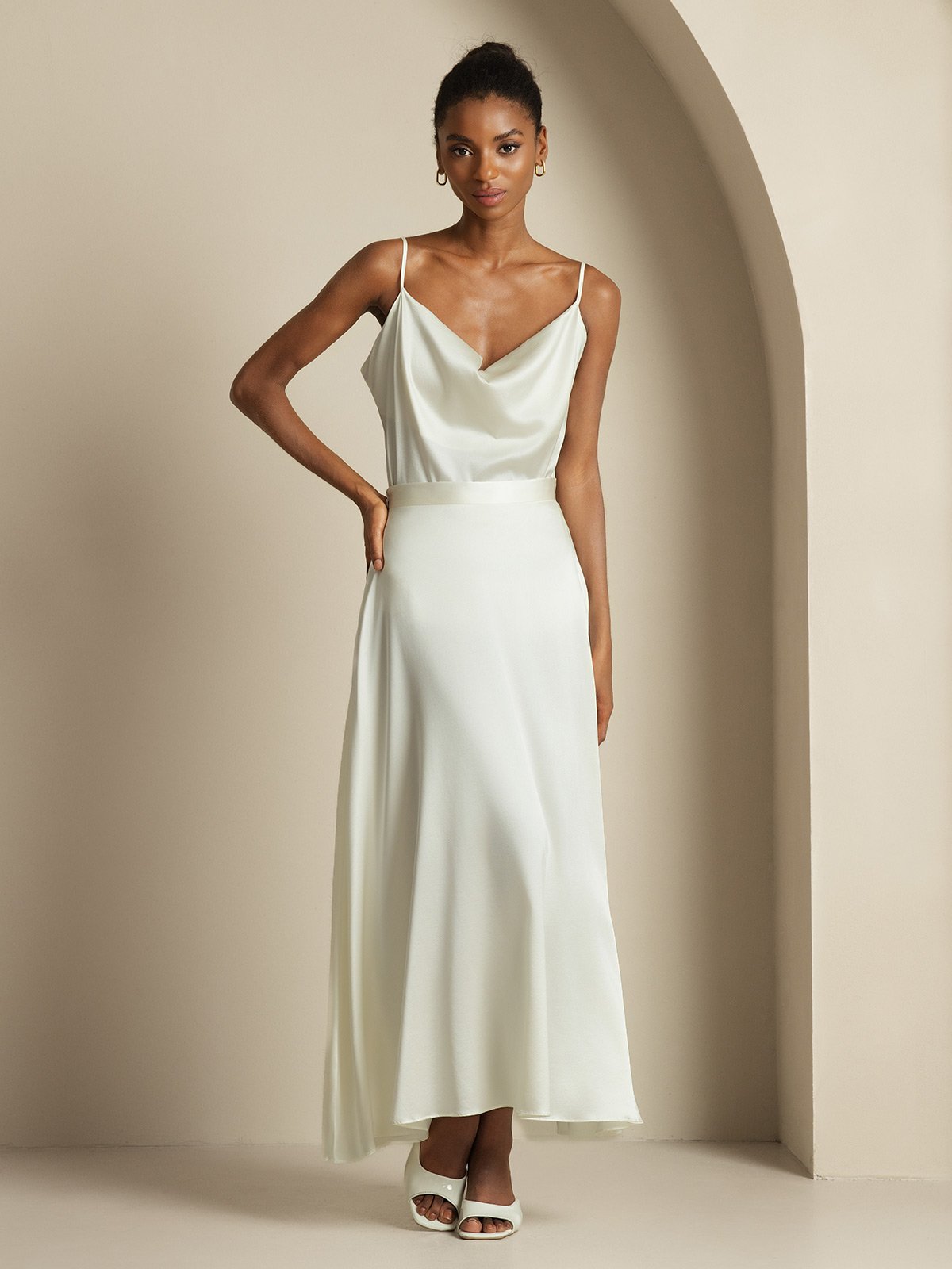 [Weiß] SilkSilky-DE 19Momme Seidenstrick Umlegekragen Women''s Outfit Sets 003,