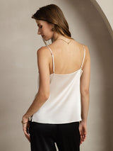 [Hellgrau] SilkSilky-DE Spaghetti Strap Cowl Neck Cami Top 002