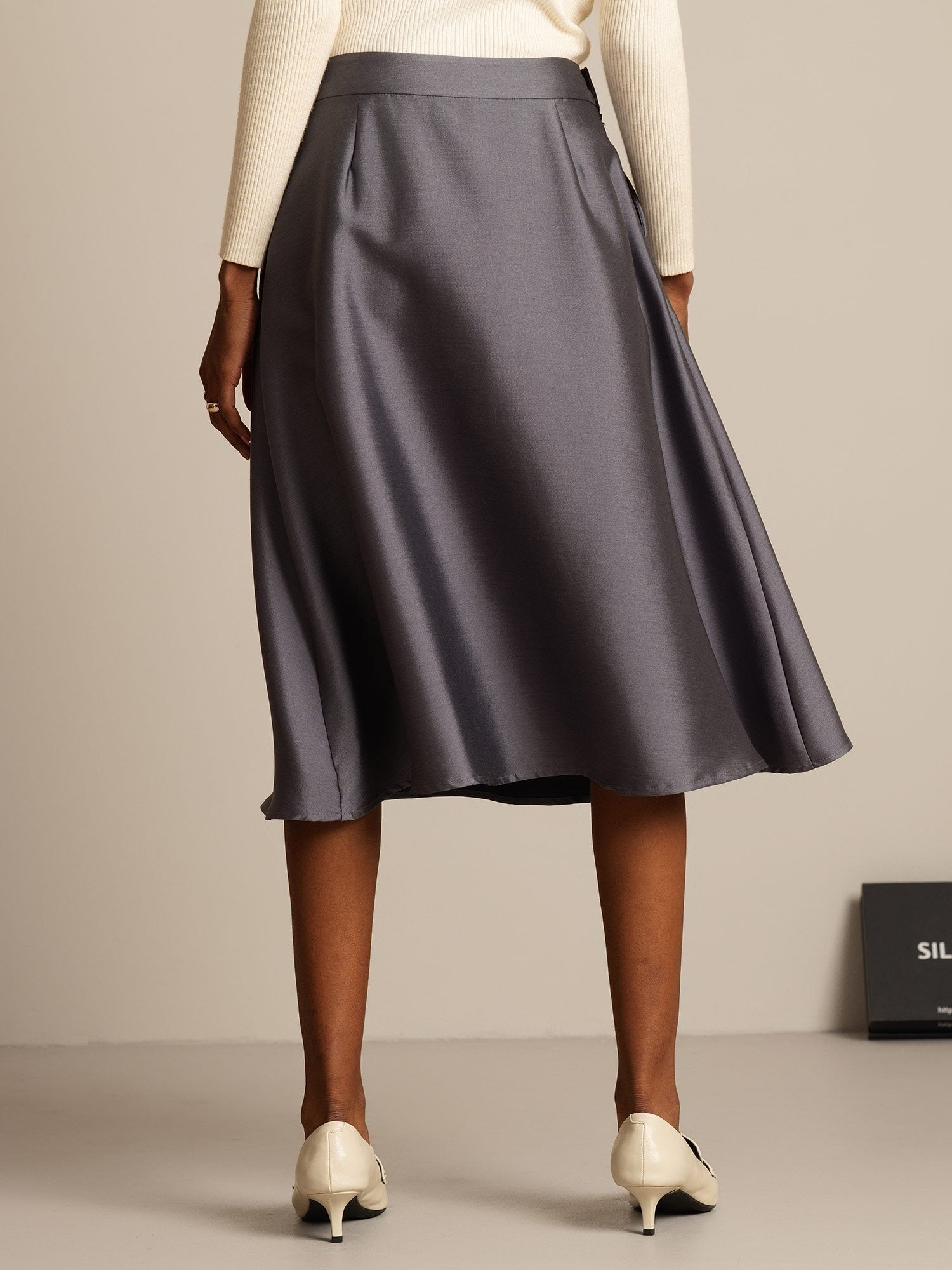 [Grau] SilkSilky-DE 32Momme Silk-Wool Blend Skirt 002,