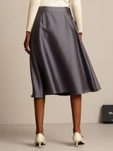 [Grau] SilkSilky-DE 32Momme Silk-Wool Blend Skirt 002