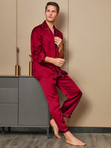 [Rot] SilkSilky-DE Long Sleeve Notch-Kragen Herren Pyjamas 004