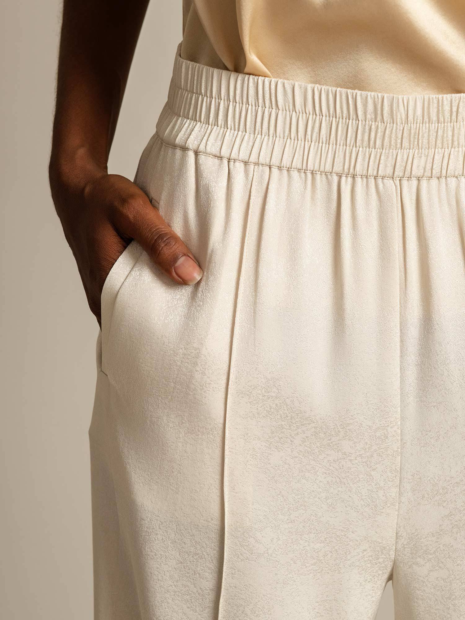 [Beige] SilkSilky-DE 22Momme Seide Womens Pants 004