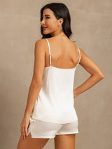 [Weiß] SilkSilky-DE 19Momme Seide Ärmellos Camisole Set 002