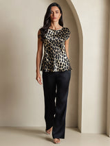 [Leopard] SilkSilky-DE 19Momme Seide Womens T-Shirt 006
