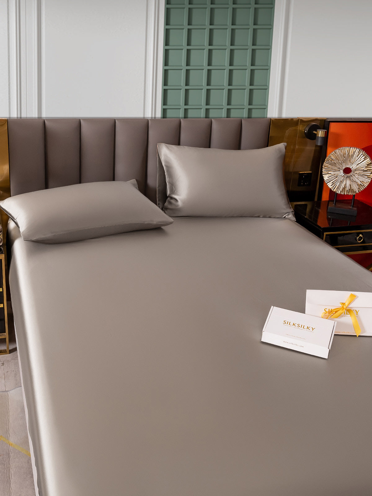 [Grau] SilkSilky-DE 25Momme Reine Seide Bedding Set 005
