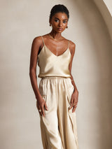 [Champagner] SilkSilky-DE Spaghetti Strap V Neck Cami Top 001