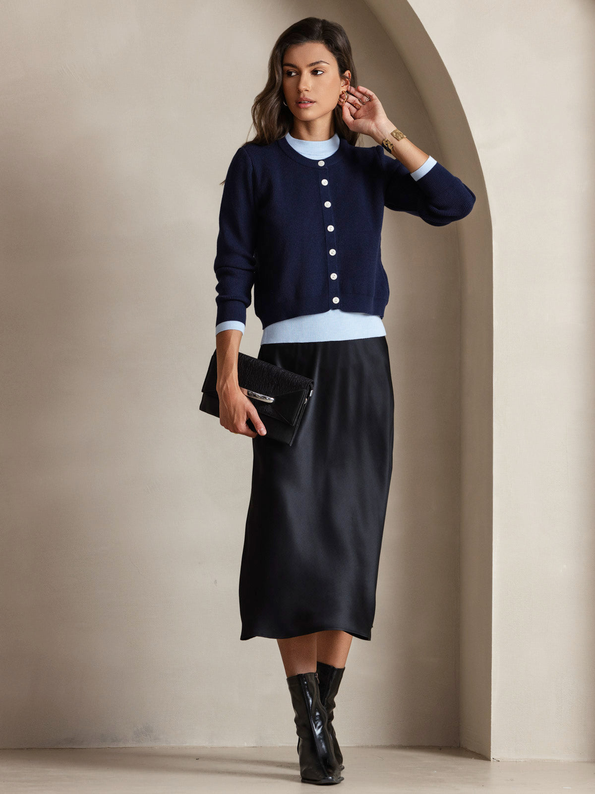 [Schwarz] SilkSilky-DE Ärmellos Kleider 007